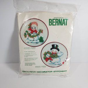Vintage Snowman Crewel Kit Christmas Winter Embroidery Kit Needlepoint 1978